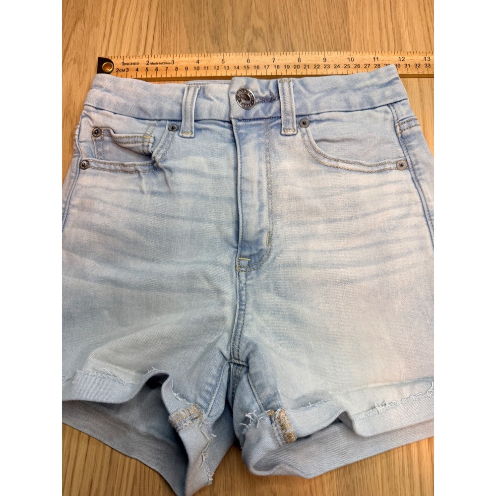 American Eagle Next Level Stretch Light Wash High Waisted Denim Shorts Size 2 - Picture 8 of 11